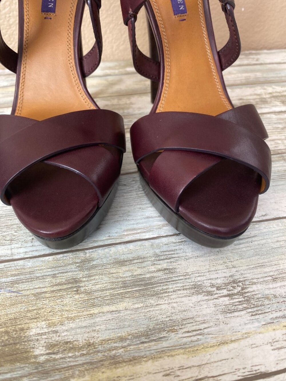 Ralph Lauren Collection Burgundy Leather Strappy Sandal Heels Made in Italy Sz 9 - Picture 15 of 15